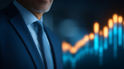 Businessman Analyzing Financial Strategies for Economic Growth