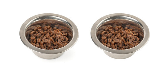 Mini bone-shaped pet food, small dogs crunchy treats, flavored brown dry kibble, canine food