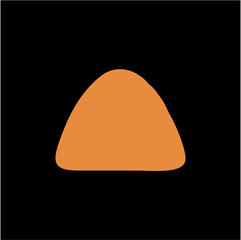 Minimalist Orange Teardrop Point Icon on Black Background – Focus, Origin, and Energy Vector Symbol,A bold vector icon of a rounded triangular or teardrop shape in orange, centered on a solid black ba