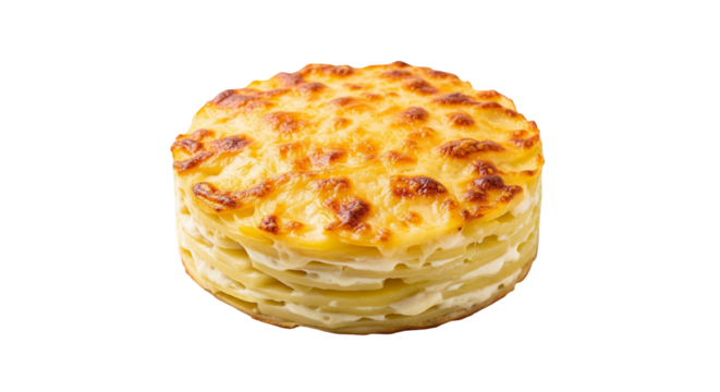 Scalloped Potatoes Isolated on Transparent Background. American food