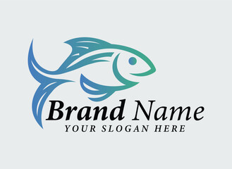 Stylized Fish Logo Seafood Aquarium or Fishing Brand Identity