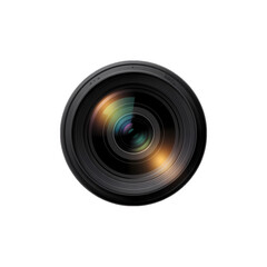 Close-up of a camera lens with reflections highlighting its polished surface and intricate details during daytime