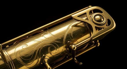 Naklejka premium Intricate Engraving on Antique Gold Saxophone Neck