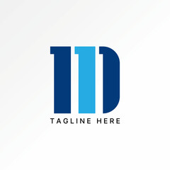 Logo design graphic concept creative premium vector stock image top sell initial D 11D font cutting negative space chart typography app tech data idea
