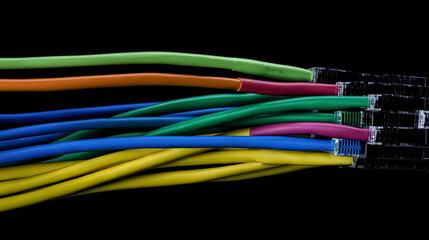 One new electrical multicolored electrical wires on a black background