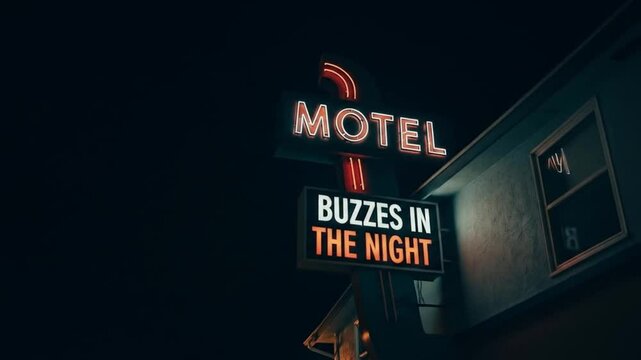 Neon Motel Sign Buzzes in the Night