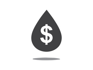 Minimalist Flat Drop of Oil with Dollar Sign Currency Icon