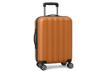 Modern rolling suitcase with extended handle, isolated on transparent background, ready for travel