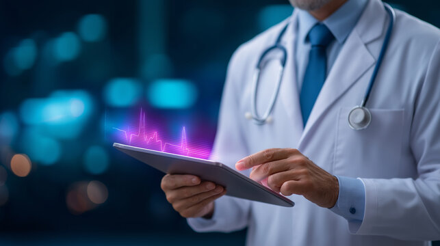A doctor managing electronic health records in digital healthcare