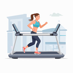 Fototapeta premium young woman running on a treadmill in a gym