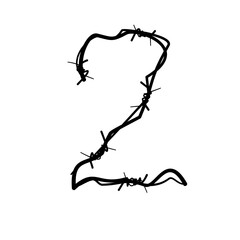 Font and number barbed wire