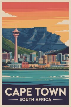 Vintage Travel Poster of Cape Town, South Africa