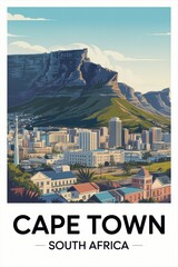 Vintage Travel Poster of Cape Town, South Africa
