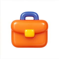 Orange Briefcase with Blue Handle and Yellow Clasp