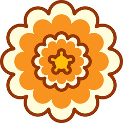 Orange flower vector illustration on transparent background.
