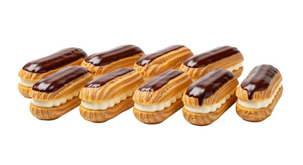Chocolate Eclairs isolated on Transparent Background. French food