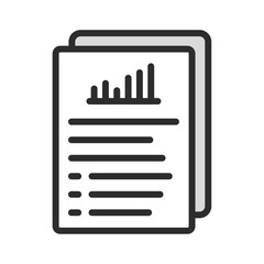 Business Report Line Icon: Financial Document, Data Analysis, Graph Statistics, Performance Chart. Editable Vector.