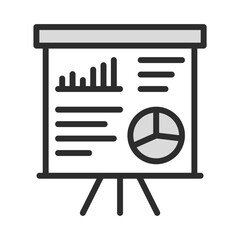 Presentation Board Outline Icon. Vector illustration in modern solid style of business data display. Perfect for meeting, conference, or education design.