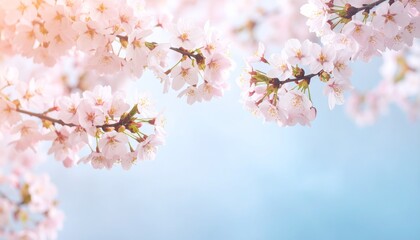 Obraz premium Gentle pink blossoms against soft sky