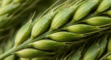 Close-up of Immature Green Wheat