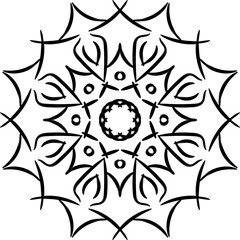 Black and White Mandala Vector. Geometric, Ornamental, Line Art Design. Black and White, Tattoo, Mehndi Inspired.