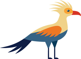 Elegant secretary bird standing tall in the wild savanna, majestic plumage and long legs, exotic African raptor with striking appearance, perfect for wildlife and bird stock photography.