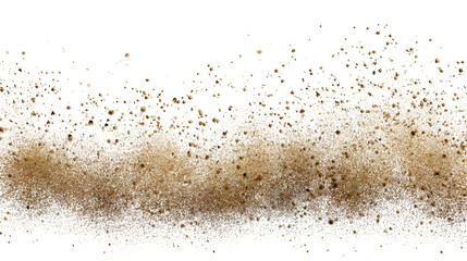 Brown sand explosion isolated on transparent background