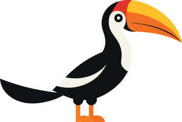 Vibrant hornbill bird isolated on white background, exotic tropical wildlife illustration, jungle rainforest animal design for nature, fauna, conservation, and ornithology stock content