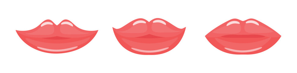 Sexy lips of women or girls flat vector illustrations set