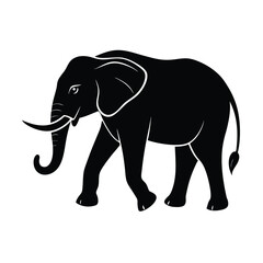 Obraz premium Elephant walking silhouette perfect for jungle safari wildlife and travel illustrations