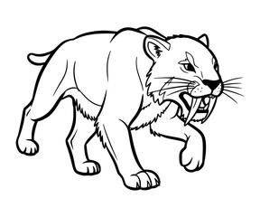 Saber-toothed Cat Line Art