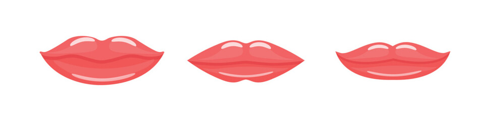 Sexy lips of women or girls flat vector illustrations set