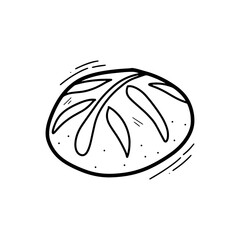 Hand Drawn Sourdough Bread Illustration. Doodle Vector. Isolated on White Background - EPS 10 Vector