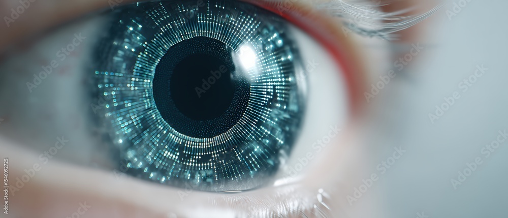 Poster digital eye technology revolution futuristic lab visual art sci-fi environment close-up view data-dr