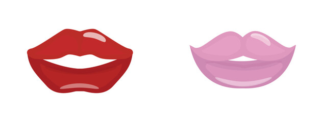 Sexy lips of women or girls flat vector illustrations set