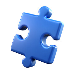 Obraz premium Blue Jigsaw Puzzle Piece 3D Rendering Isolated