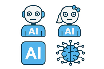 Fototapeta premium The set of icons is called and features male and female robots with