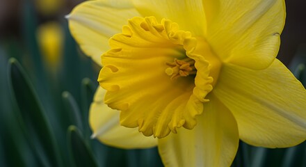 Vibrant Yellow Daffodil Close-Up: Spring Bloom