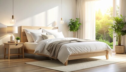 Modern Wooden Bedroom With Natural Light