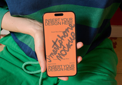 Display Mockup of Smartphone Held by User