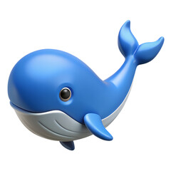 Blue Whale 3D Rendering Isolated on White