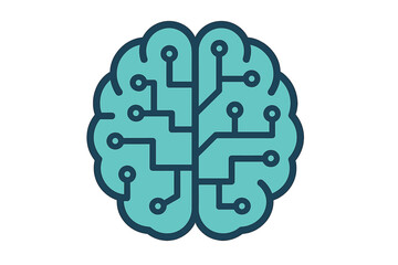 Illustration of a brain with a circuit board concept integrated into it