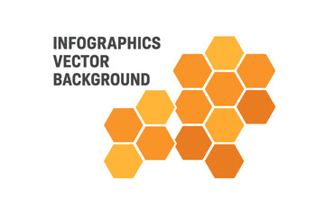 The background features hexagons and a honeycomb structure in a vector infographic style