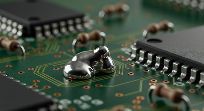 Macro Shot of Molten Solder on a Circuit Board