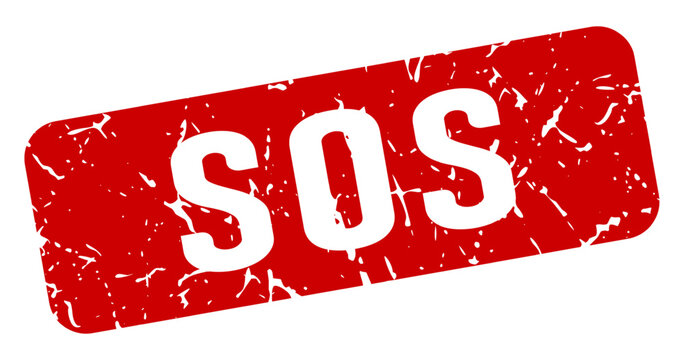 sos rectangular sign. sos stamp