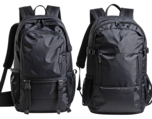  - Two Tourist Backpack in Black for Outdoor Adventures, PNG Cutout.
