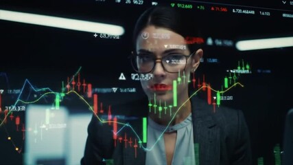 A skilled financial analyst evaluates complex market data and trends using advanced technology and analytics in a modern trading office, illustrating the dynamic world of finance - Powered by Adobe