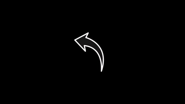 Neon up left arrow icon animation on black background.Growing, Arrows Background.