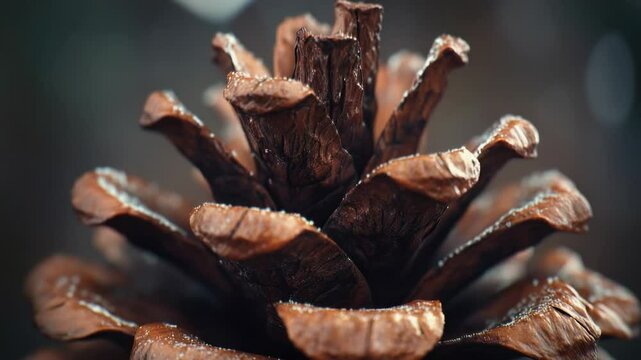A detailed shot of a pinecone on a wooden table, ideal for use in nature-inspired designs or as a decorative element