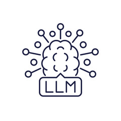 LLM icon, Large Language Model and Artificial Intelligence technology line design